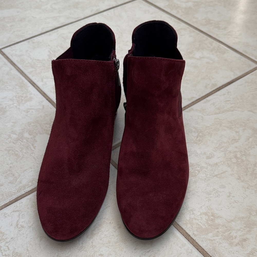 Ladies Burgundy Suede Ankle Boots